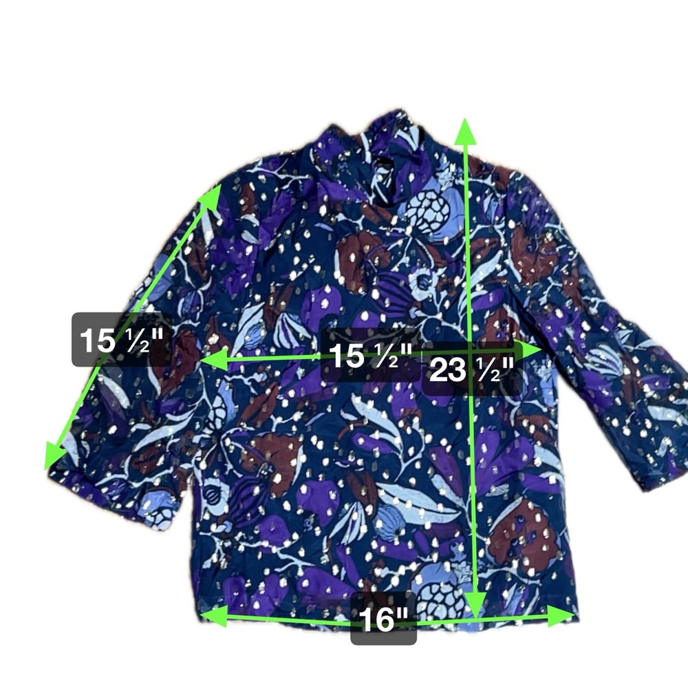 Whistles Purple Floral Metallic Dot Blouse - Picture 7 of 10